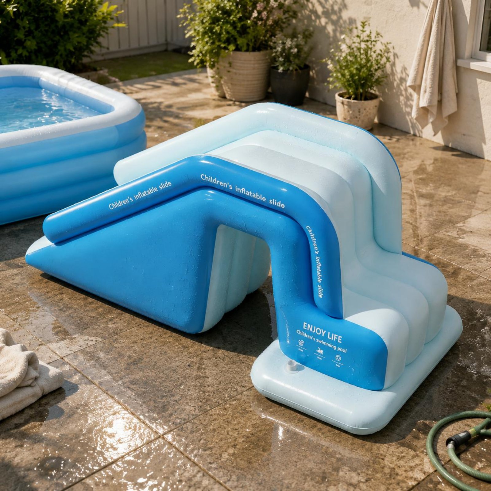 Kids Outdoor Park - インフレータブルプールスライド 折りたたみ式インフレータブルウォーターパーク キッズスプラッシュプール 大型屋外玩具 パティオ用強化タイプ