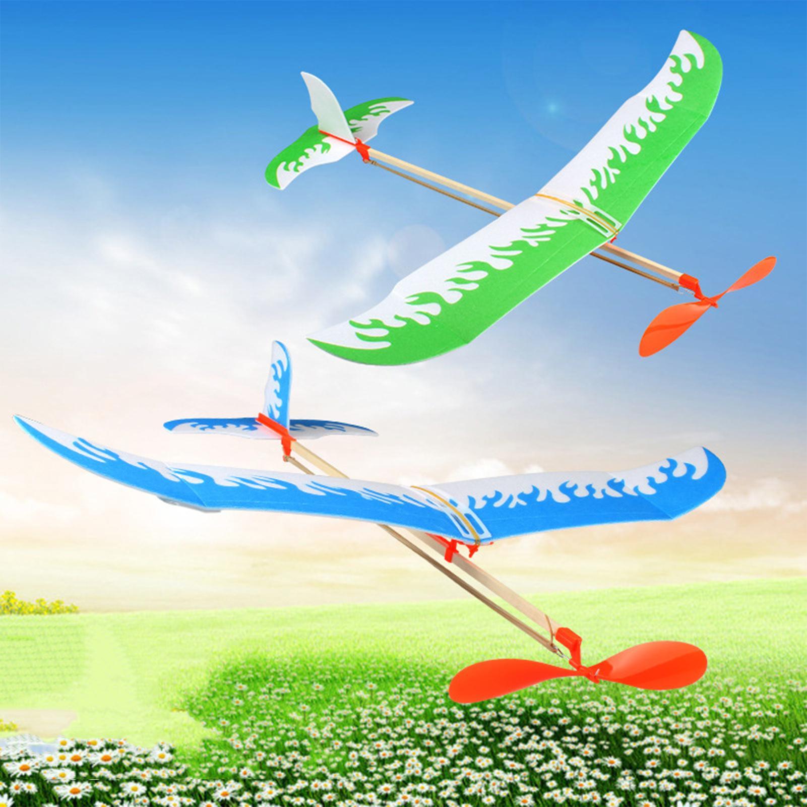 Kids Outdoor Fun - ゴムバンド飛行機動力グライダー航空機キット飛行ゲームプレイ子供学生大人アウトドアスポーツアクティビティおもちゃ