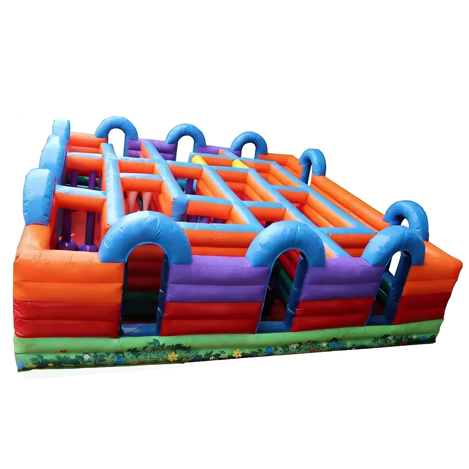Kids Outdoor Fun - 商業用オレンジブルー障害物オープン トップ インフレータブル迷路 9.3X9.3m 31X31ft ブロワー付きレンタルチャレンジ