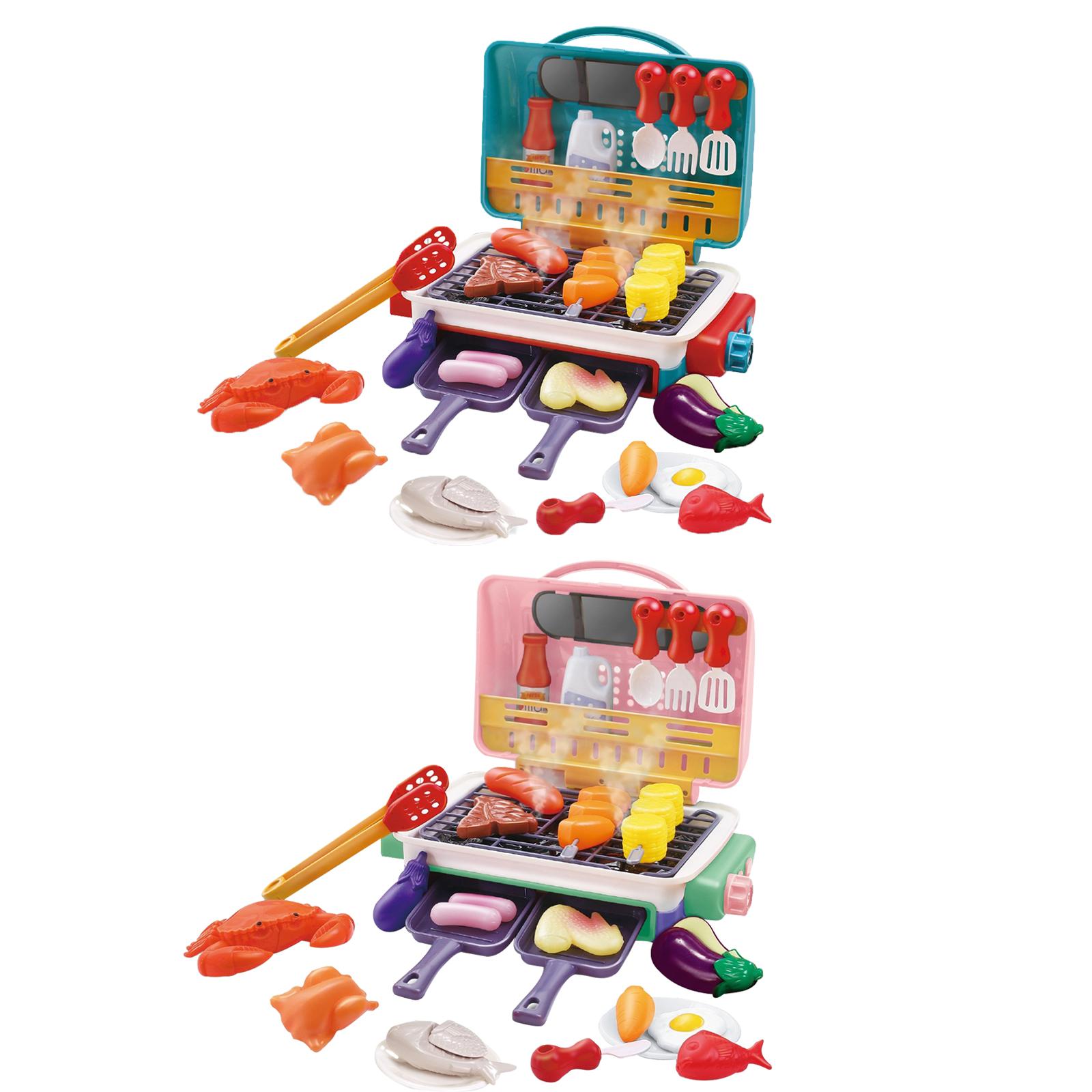 Kids Outdoor Grill Set - 子供向けのバーベキューグリルおもちゃ。ミストスプレー機能付き。リアルなごっこ遊びができる、子供用キッチンプレイセット。パーティーの景品や屋外での使用に最適。