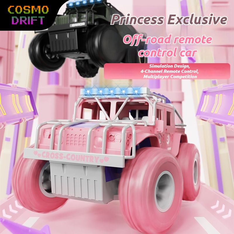 Kids Outdoor Dirt Toys - 超大型ピンクRCオフロードカー、充電式耐衝撃クライミングカー、子供向け室内屋外デスクトップデコレーション、男の子女の子へのプレゼント