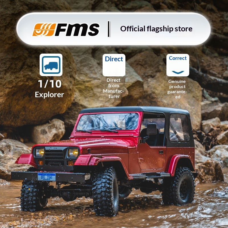 Kids Outdoor Dirt Toys - FMS 1/10スケール エクスプローラー RCオフロードクローラー車。リアルなハードシェルを模したリモコン操作式モデルカー。屋外での冒険や趣味に最適な玩具。