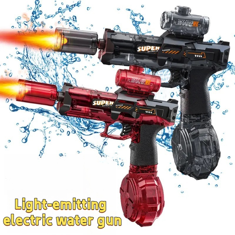 Kids Outdoor Water Play - LEDライト付き電動水鉄砲おもちゃ 子供用自動センサーライト水鉄砲 夏の屋外ビーチプールおもちゃ キッズ向け