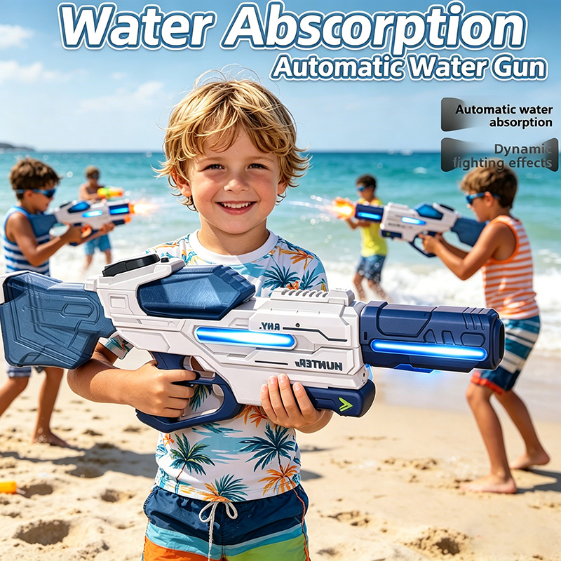 Kids Outdoor Water Play - 電動水鉄砲 ライト付き 全自動水鉄砲 大容量 ソーカー 連続射撃