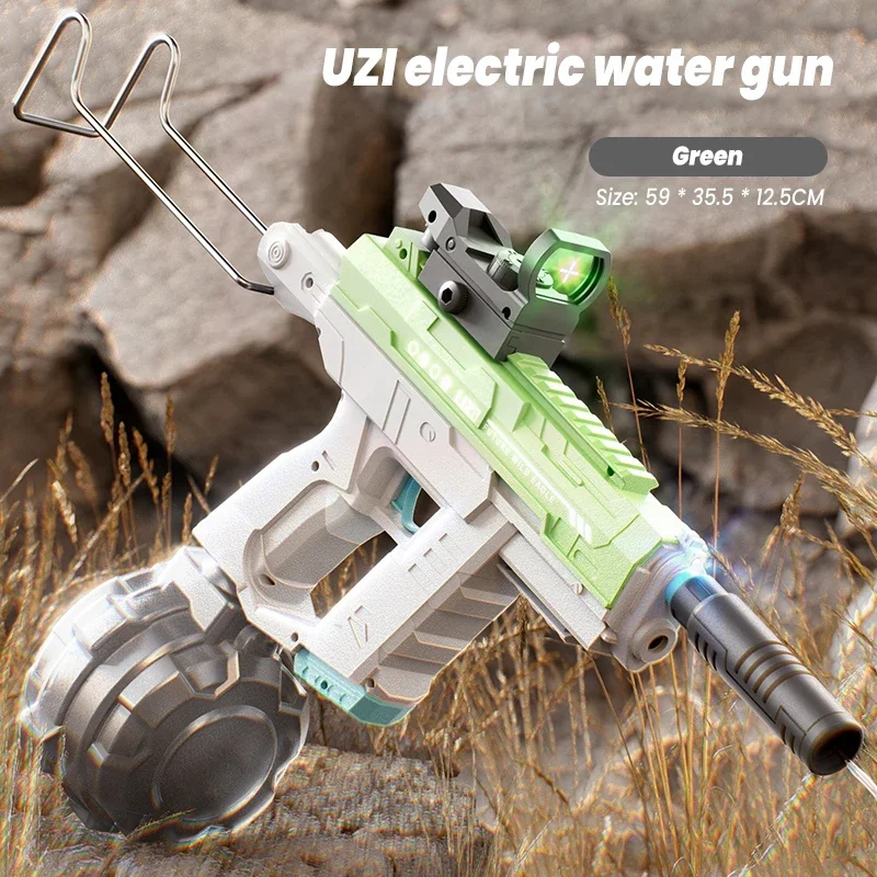 Kids Outdoor Nature Play - 電動 UZI スペースウォーターガンハンド一体型 3 機能サコーピンライト子供のおもちゃ男の子水遊びゲーム屋外ギフト