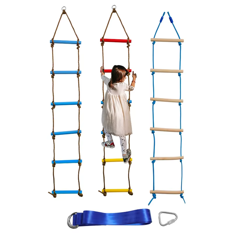 Kids Outdoor Nature Play - 6.6フィートの子供用クライミングラダー、屋内プレイセット、屋外ツリーハウス遊具、クライミングロープラダー