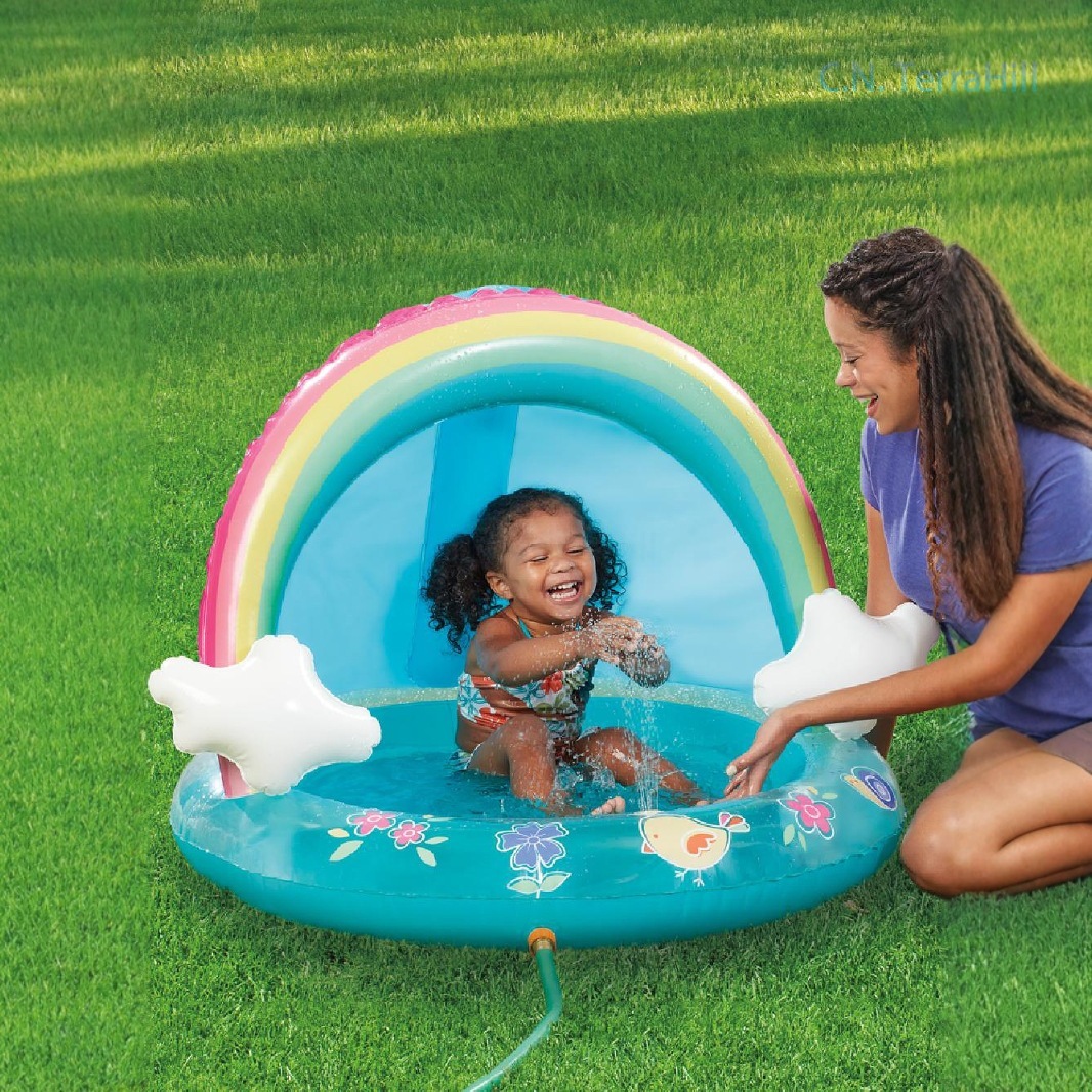 子供用インフレータブルスプラッシュプール、レインボースプリン - Kids Outdoor Water Table のレビューと価格