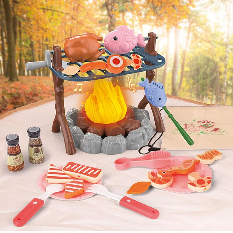 子供のキャンプおもちゃセット,バーベキューグリル,ミニフード - Kids Outdoor Grill Set のレビューと価格