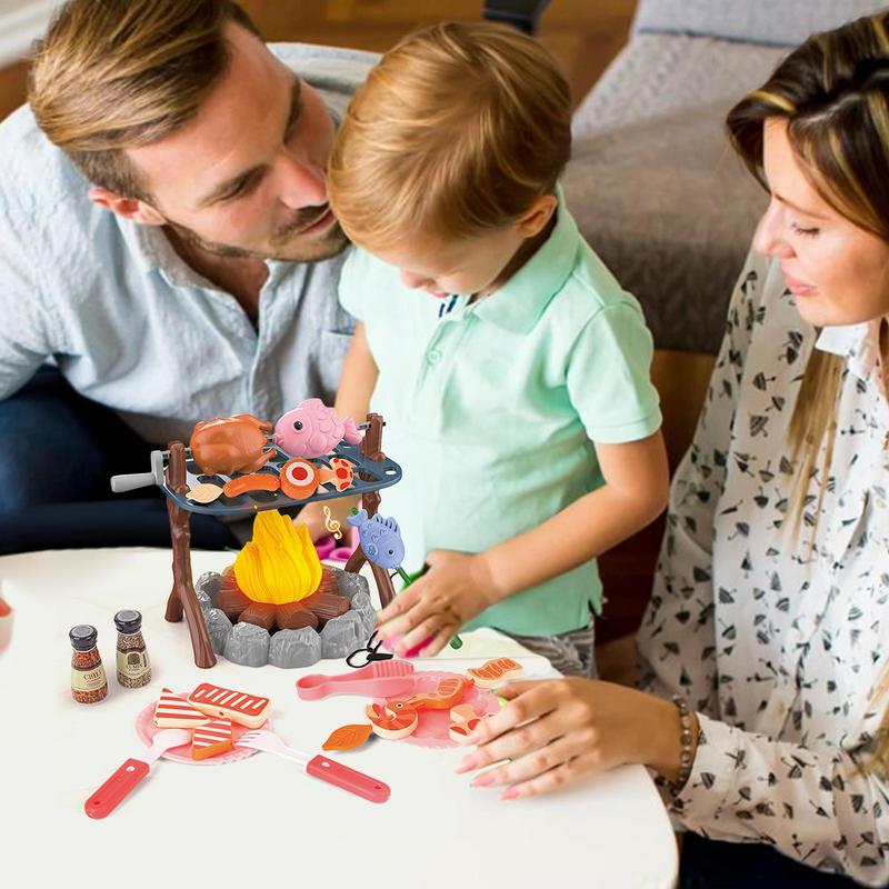 子供のキャンプおもちゃセット,バーベキューグリル,ミニフード - Kids Outdoor Grill Set のレビューと価格