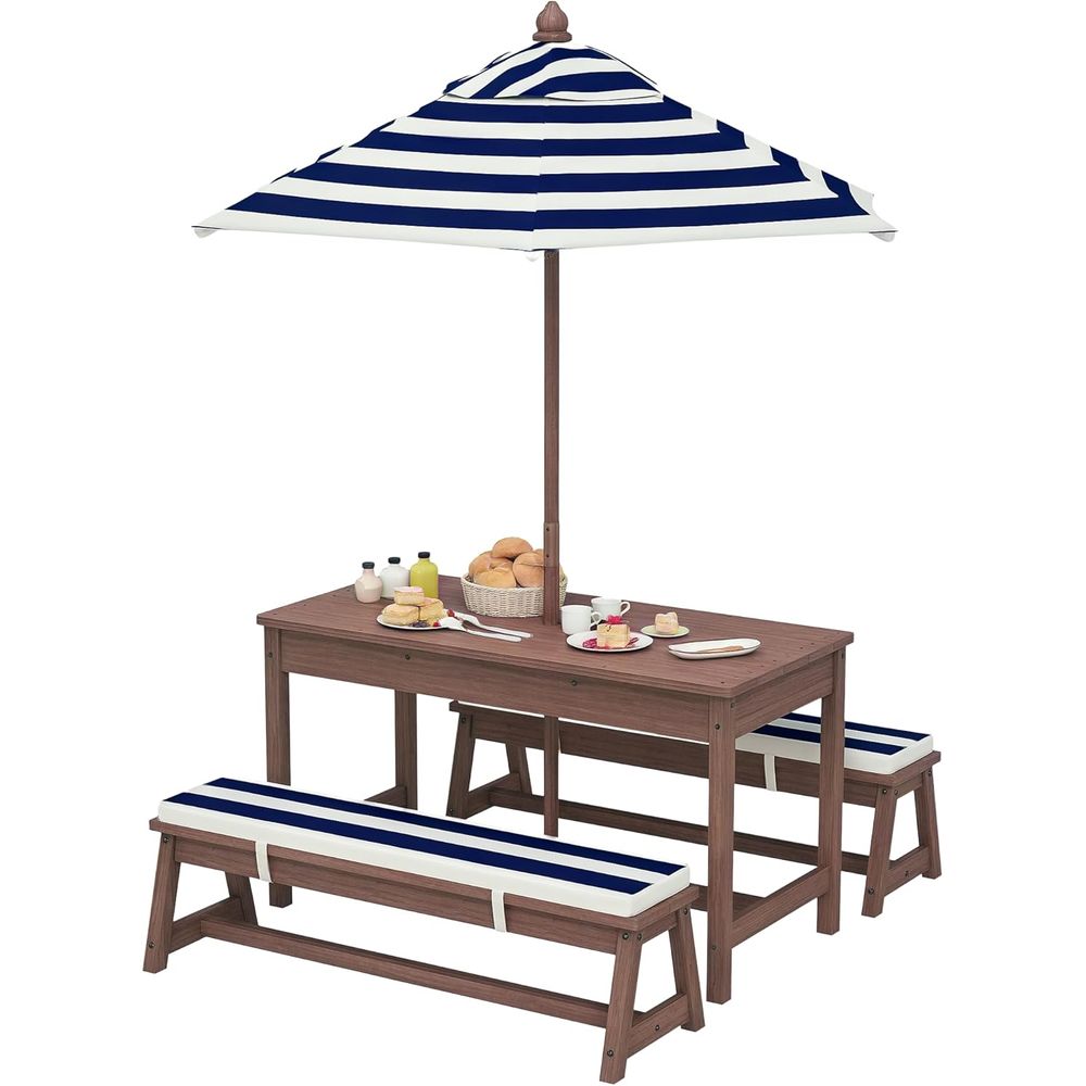 Qaba キッズピクニックテーブル、屋外木製テーブル＆ベンチ - Kids Outdoor Umbrella For Table のレビューと価格