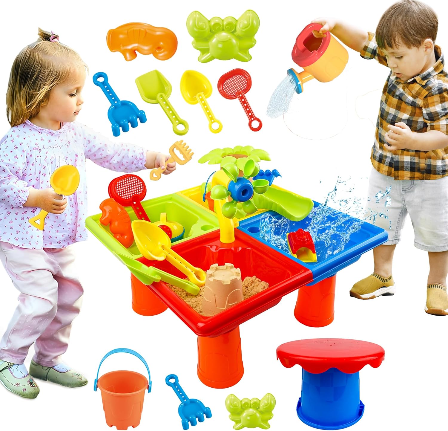 幼児用夏のウォーターテーブル 25 個 4 in 1 子供用 - Kids Outdoor Water Table のレビューと価格