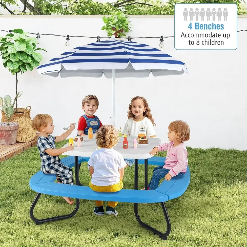 8人用子供用ピクニックテーブル、傘付き、幼児用アクティビティ - Kids Outdoor Umbrella For Table のレビューと価格