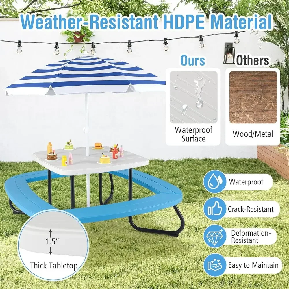 8人用子供用ピクニックテーブル、傘付き、幼児用アクティビティ - Kids Outdoor Umbrella For Table のレビューと価格