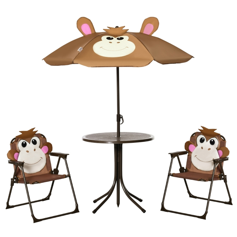 かわいい猿の子供用パティオテーブルチェアセット、取り外し可能 - Kids Outdoor Umbrella For Table のレビューと価格