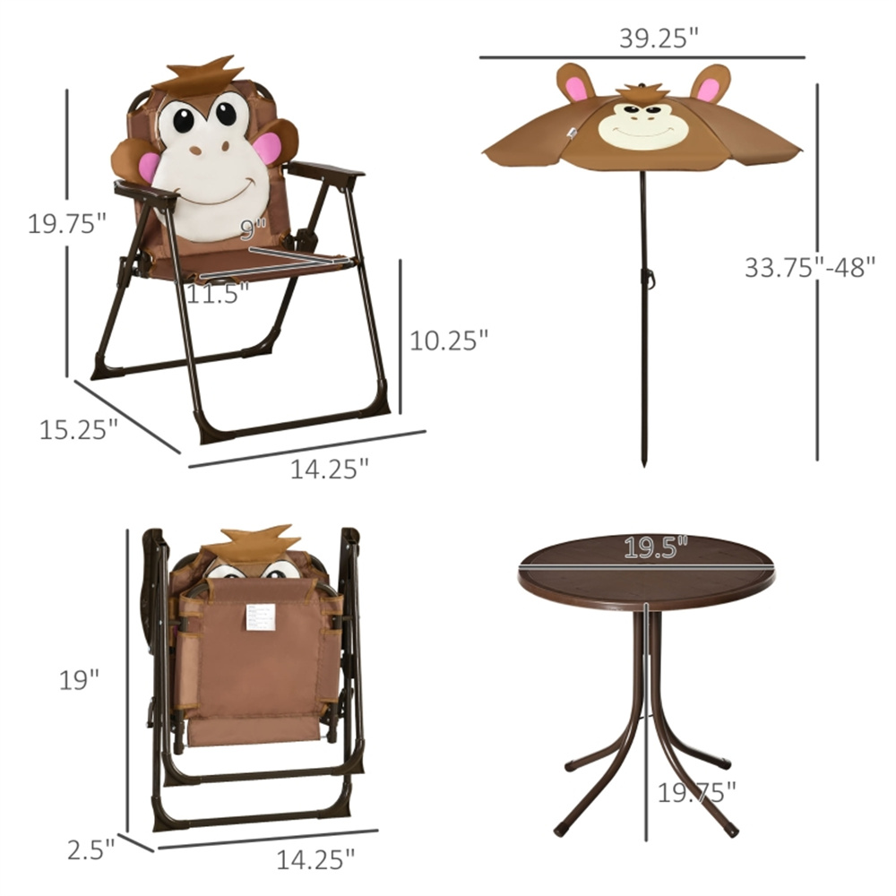 かわいい猿の子供用パティオテーブルチェアセット、取り外し可能 - Kids Outdoor Umbrella For Table のレビューと価格