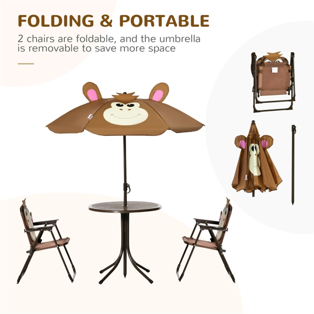 かわいい猿の子供用パティオテーブルチェアセット、取り外し可能 - Kids Outdoor Umbrella For Table のレビューと価格