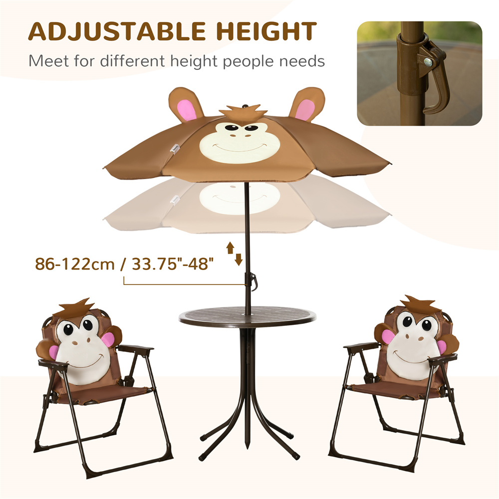 かわいい猿の子供用パティオテーブルチェアセット、取り外し可能 - Kids Outdoor Umbrella For Table のレビューと価格
