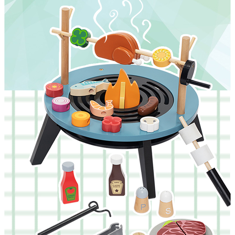 木製バーベキュープレイセット 子供向けごっこ遊びBBQおもち - Kids Outdoor Grill Set のレビューと価格