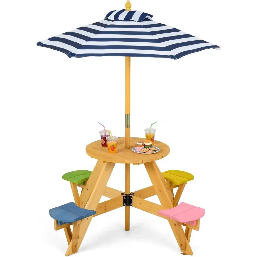 4人用木製幼児用ピクニックテーブルセット、傘付き、子供用屋外 - Kids Outdoor Umbrella For Table のレビューと価格
