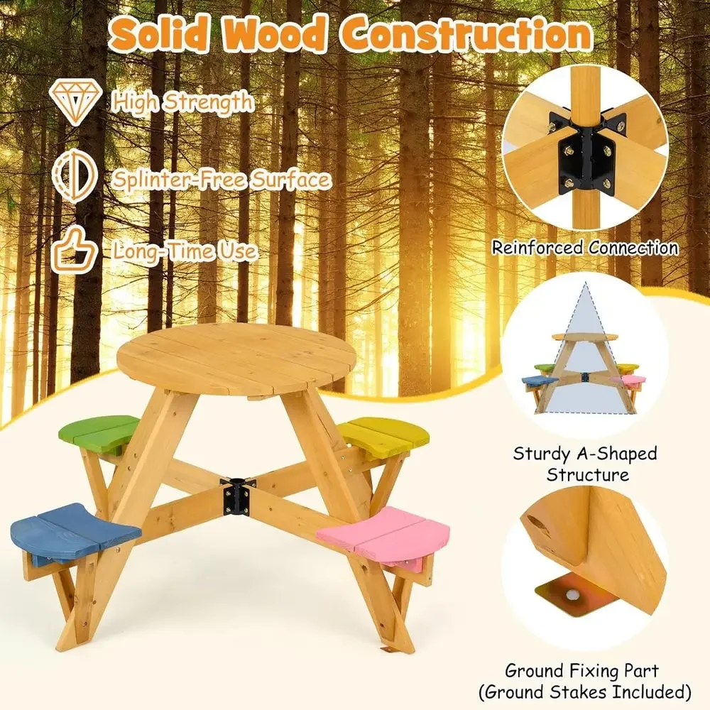 4人用木製幼児用ピクニックテーブルセット、傘付き、子供用屋外 - Kids Outdoor Umbrella For Table のレビューと価格