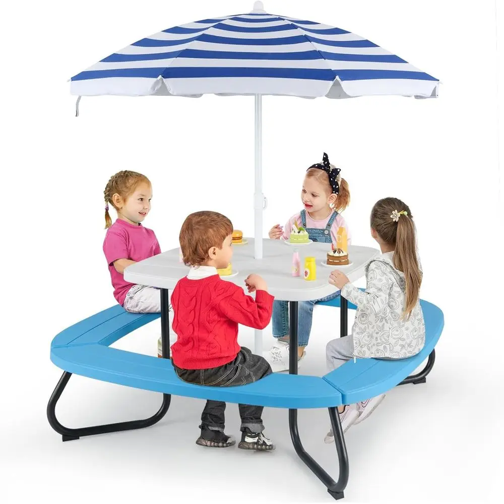 8人用子供用ピクニックテーブル、傘付き、幼児用アクティビティ - Kids Outdoor Umbrella For Table のレビューと価格