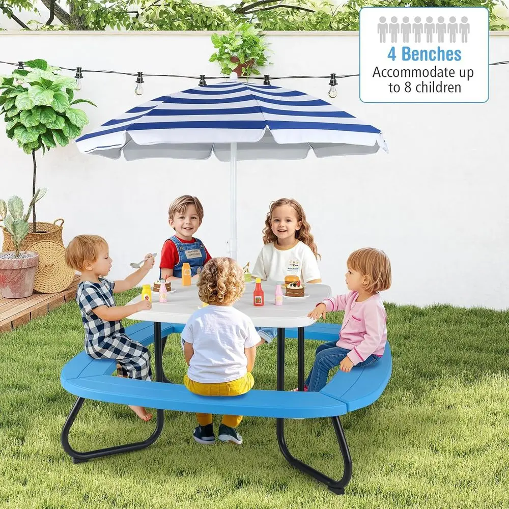 8人用子供用ピクニックテーブル、傘付き、幼児用アクティビティ - Kids Outdoor Umbrella For Table のレビューと価格