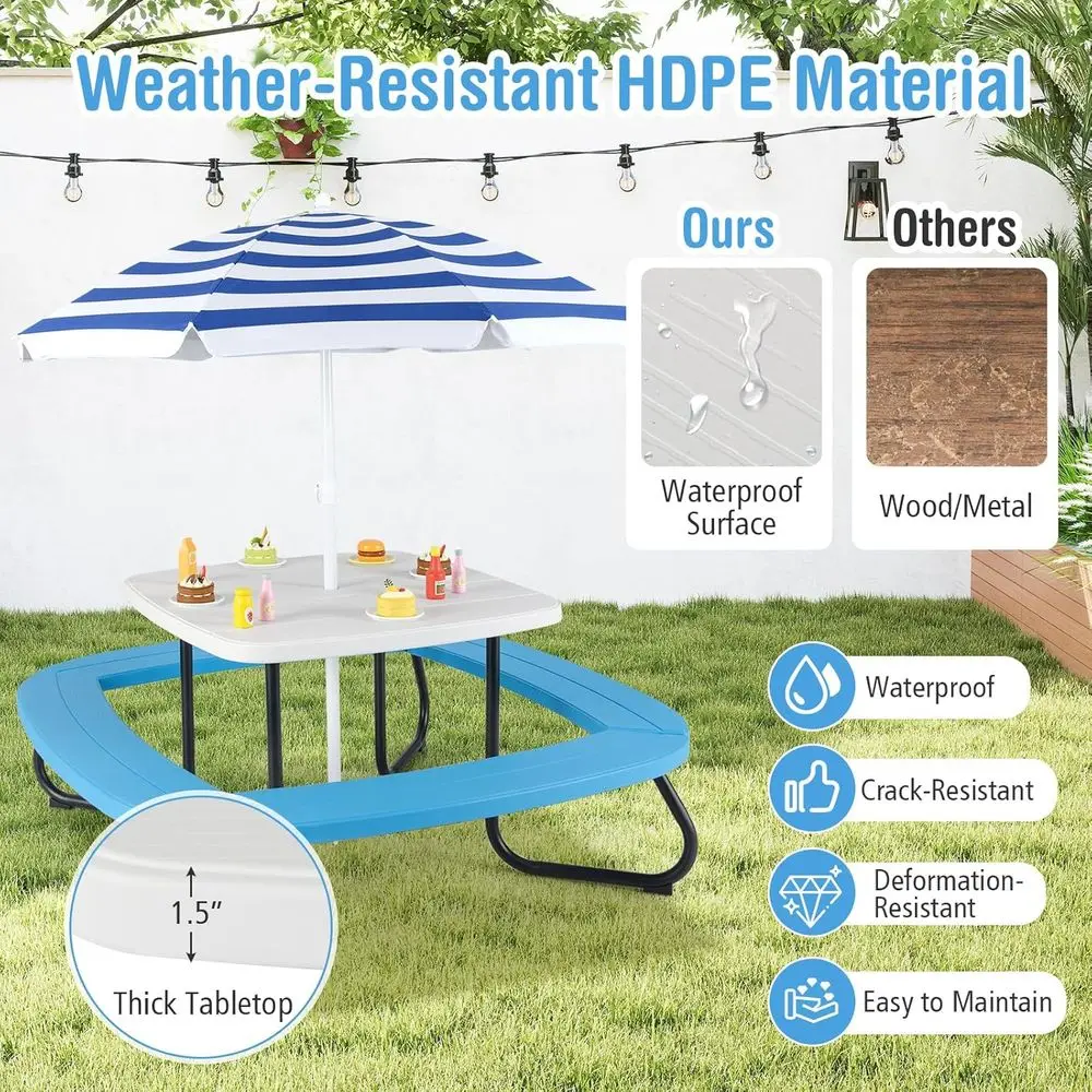 8人用子供用ピクニックテーブル、傘付き、幼児用アクティビティ - Kids Outdoor Umbrella For Table のレビューと価格