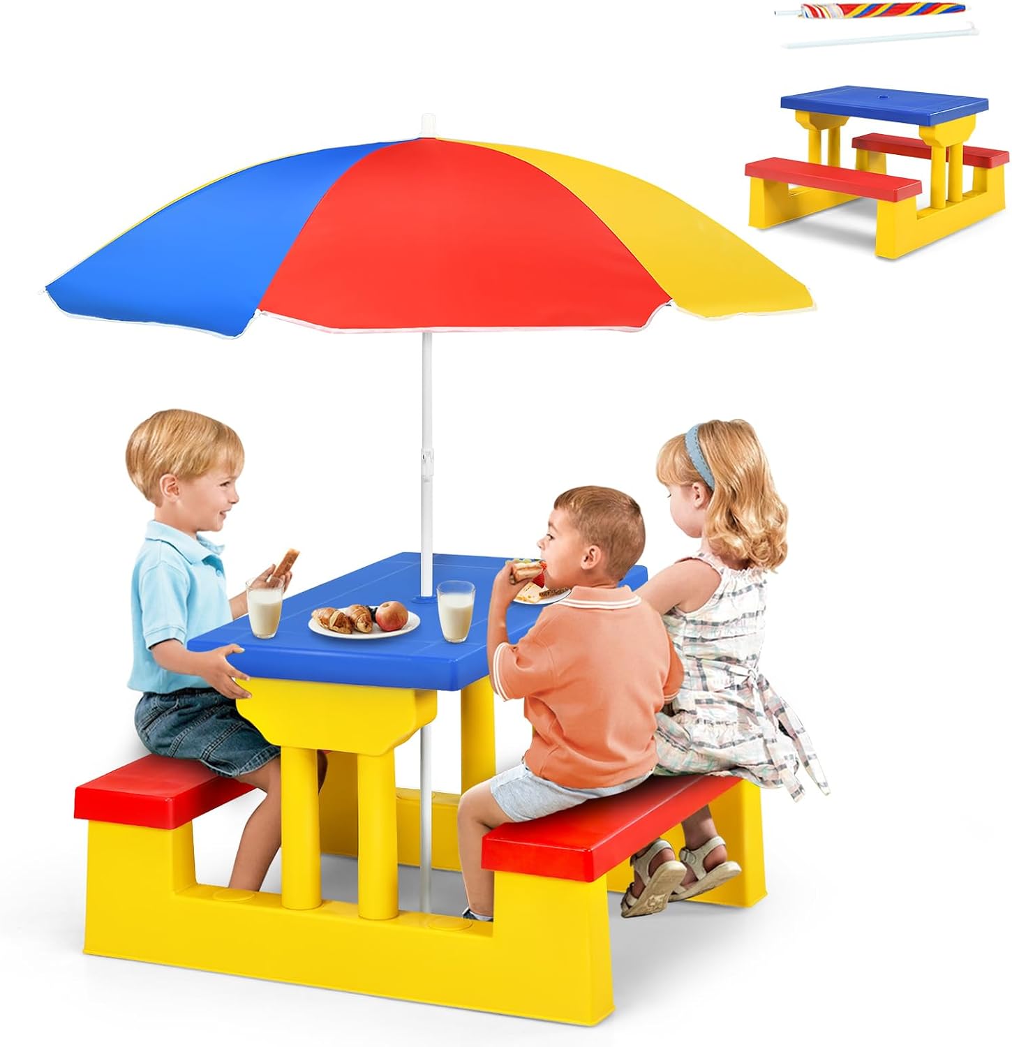 ARMILE キッズピクニックテーブル、子供用屋内＆屋外テー - Kids Outdoor Umbrella For Table のレビューと価格