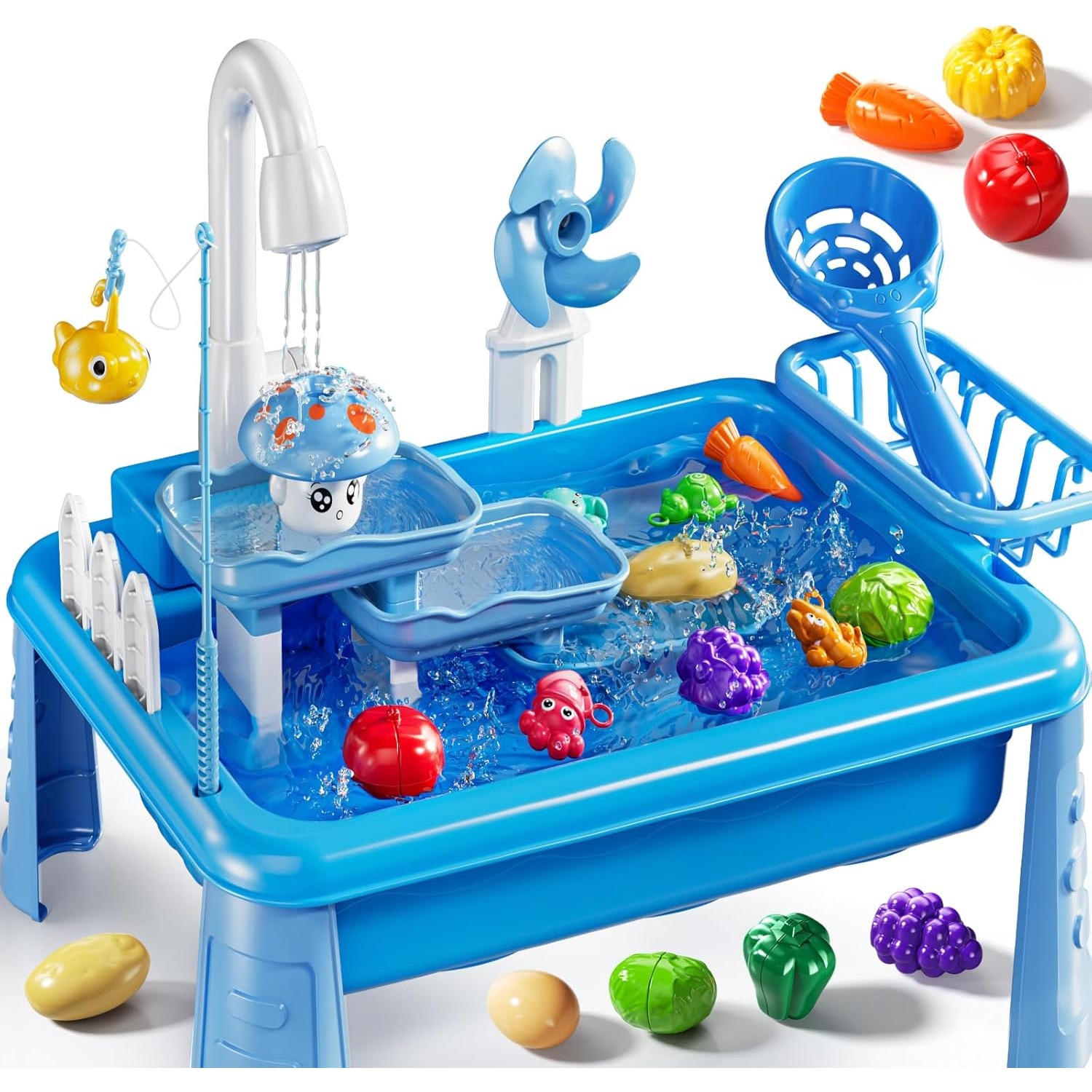 子供用ウォーターテーブル遊び場シンクおもちゃ、流水付き屋外キ - Kids Outdoor Water Table のレビューと価格