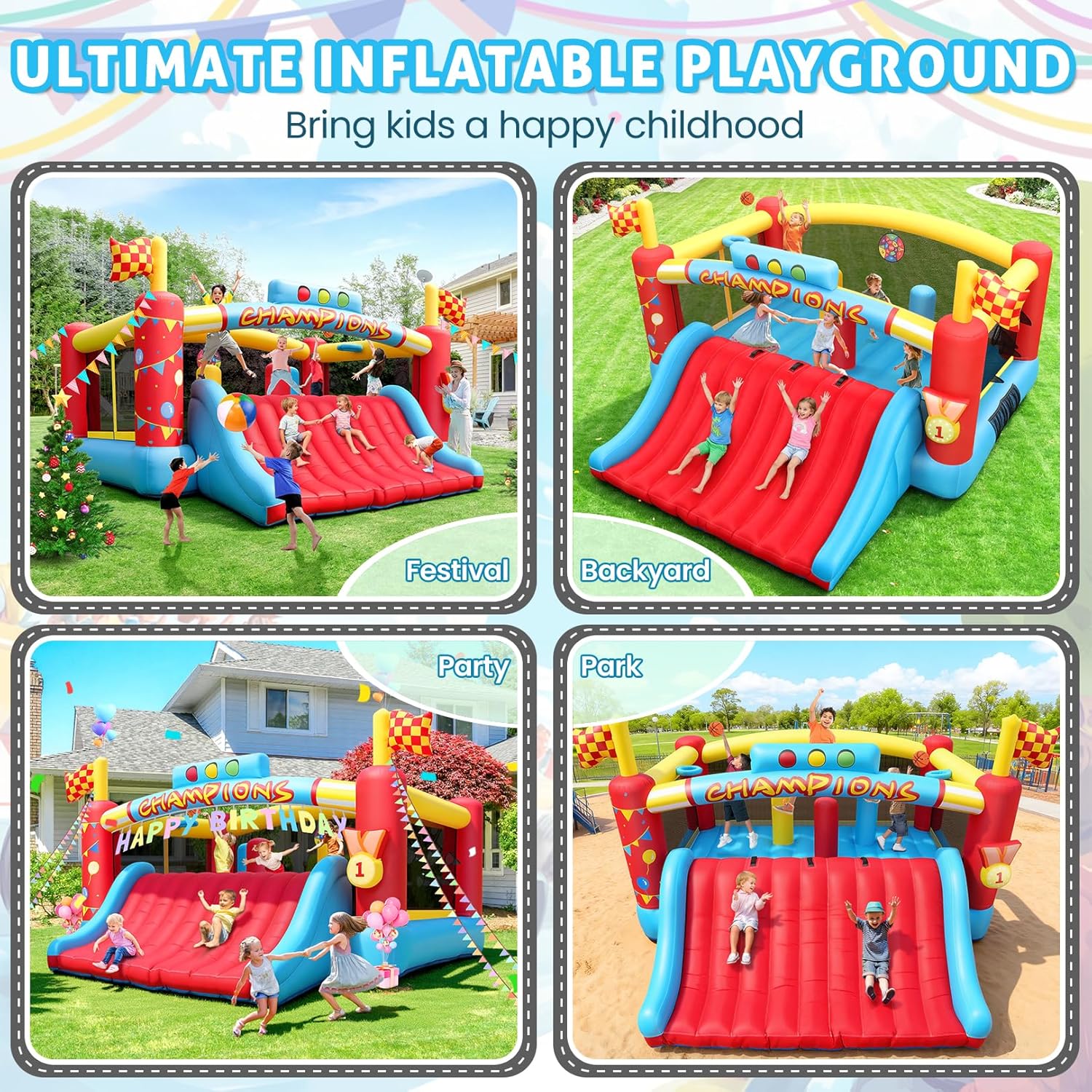 大きな子供向けインフレータブルバウンスハウス、13フィート屋 - Kids Outdoor Park のレビューと価格