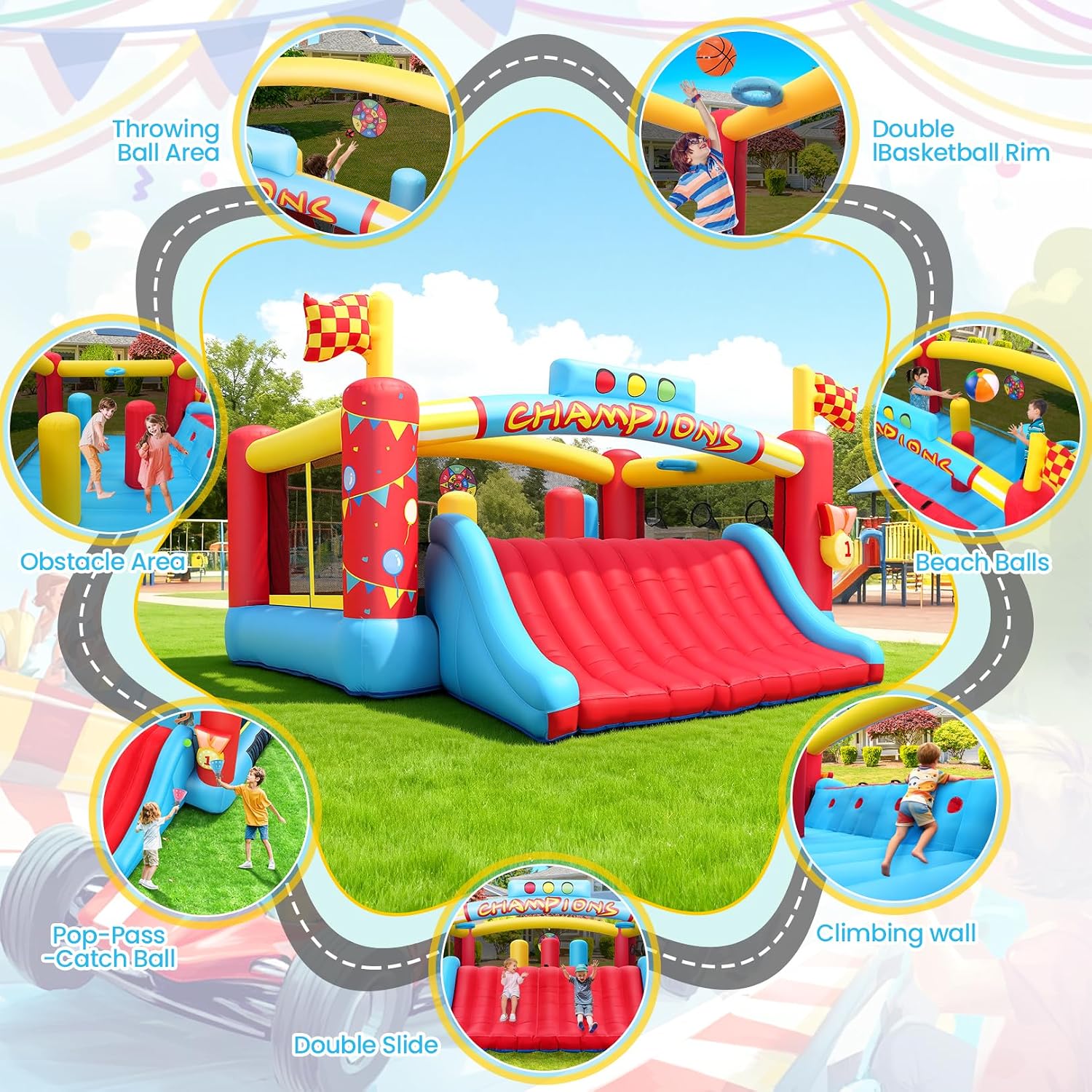 大きな子供向けインフレータブルバウンスハウス、13フィート屋 - Kids Outdoor Park のレビューと価格