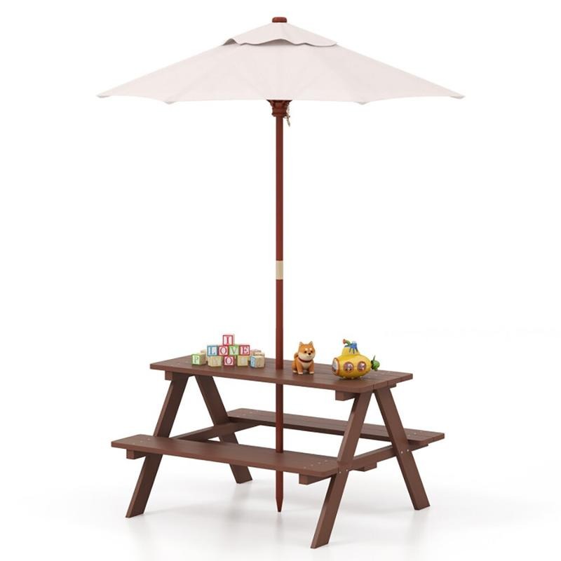 屋外用4人掛け子供用ピクニックテーブルベンチセット（取り外し - Kids Outdoor Umbrella For Table のレビューと価格