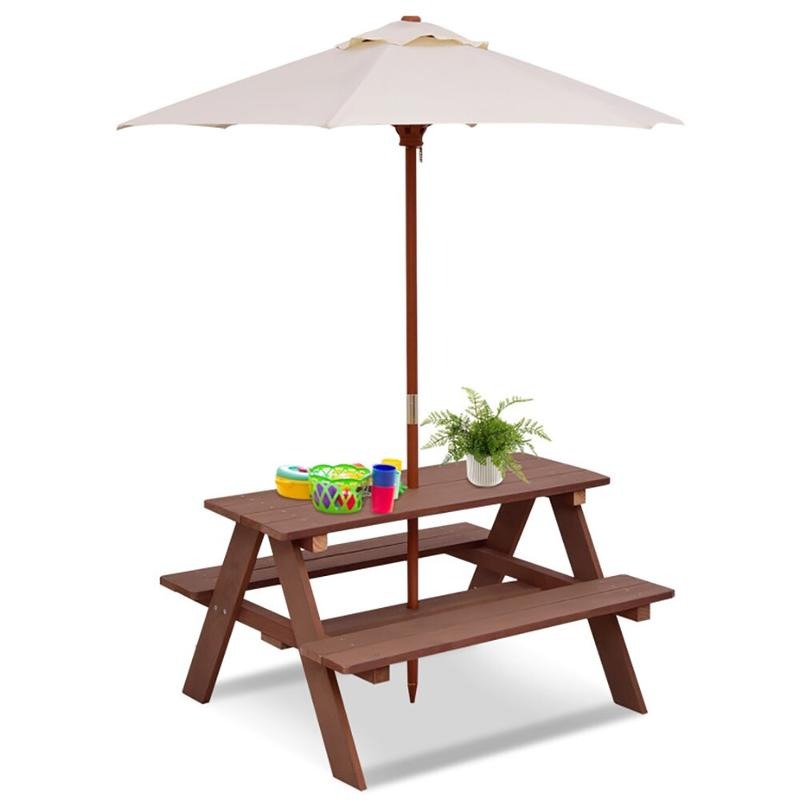屋外用4人掛け子供用ピクニックテーブルベンチセット（取り外し - Kids Outdoor Umbrella For Table のレビューと価格