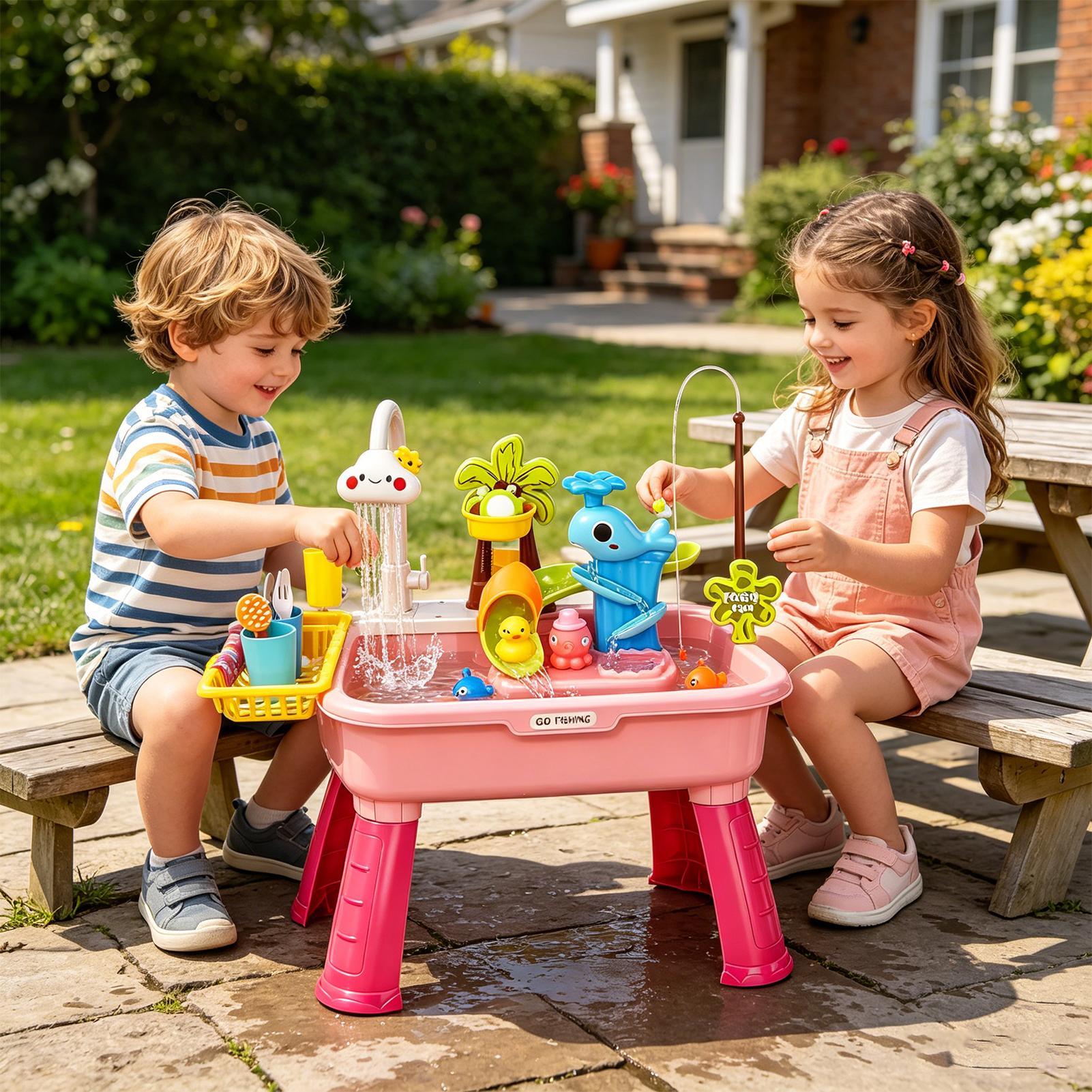 子供用電動水遊びシンク（流水機能付き）、電池式キッチンごっこ - Kids Outdoor Water Play のレビューと価格
