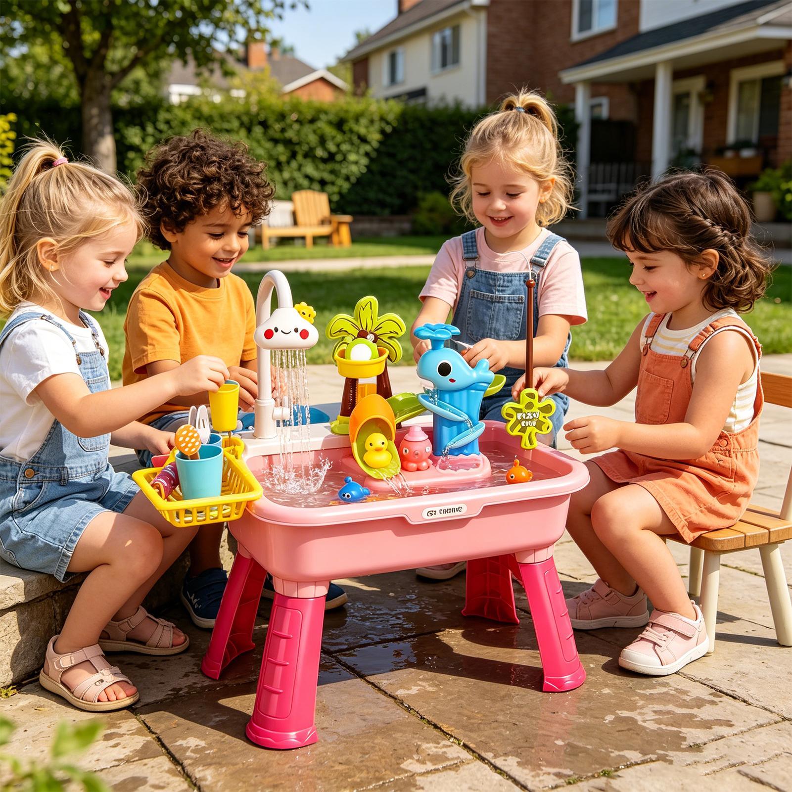 子供用電動水遊びシンク（流水機能付き）、電池式キッチンごっこ - Kids Outdoor Water Play のレビューと価格