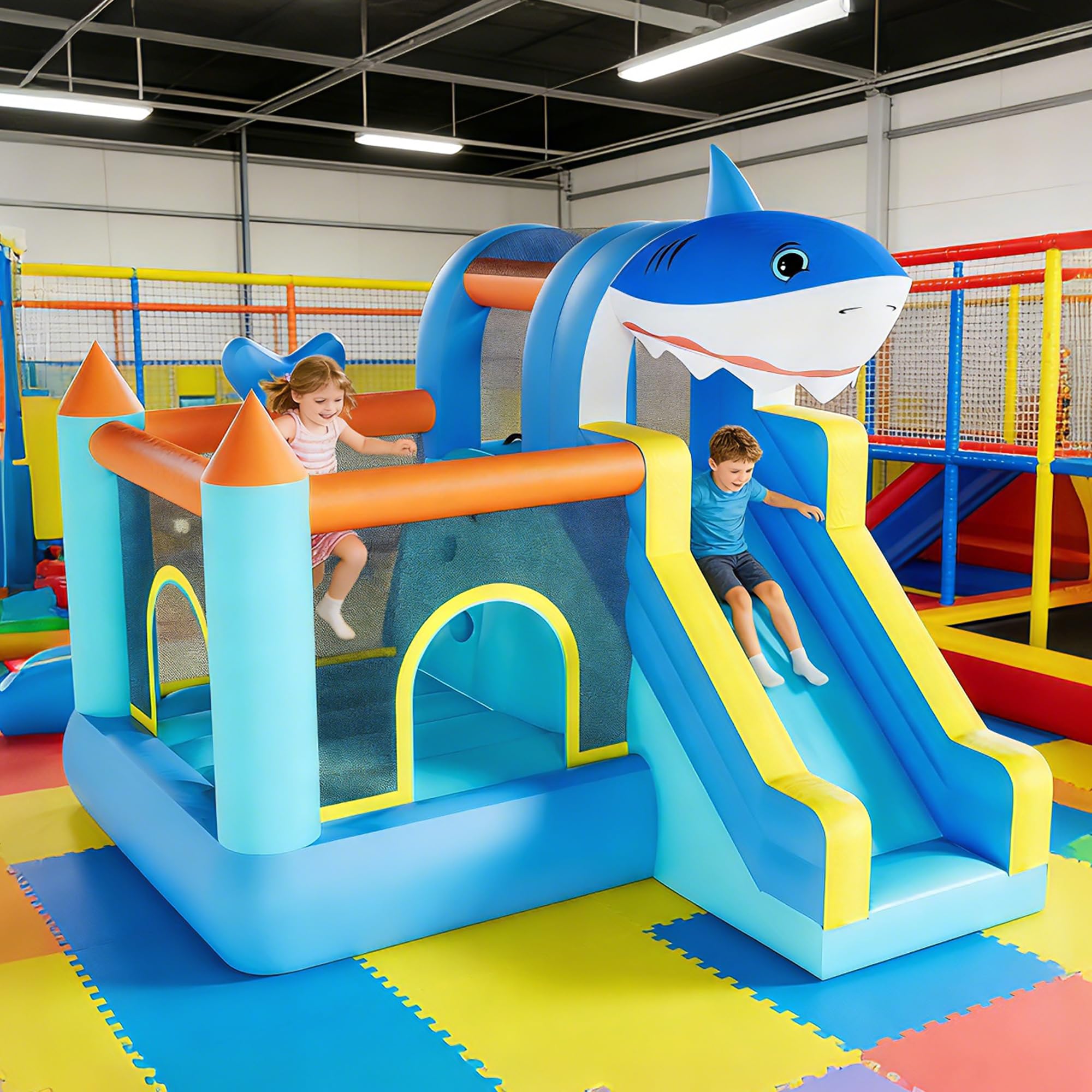 インフレータブルバウンスハウス（滑り台＆送風機付き）、子供用 - Kids Outdoor House Accessories のレビューと価格