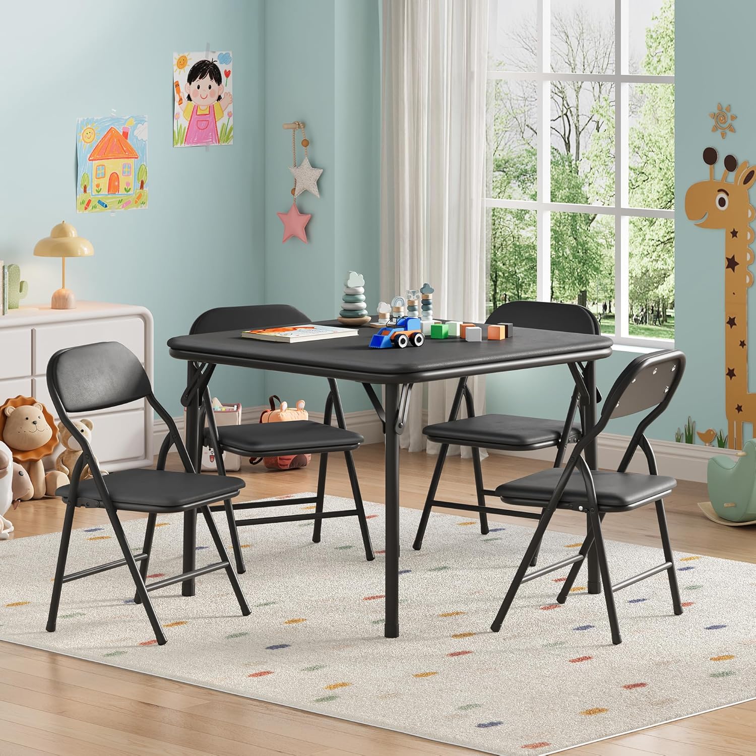 5点セット子供用折りたたみテーブル＆チェアセット、正方形テー - Kids Outdoor Water Table のレビューと価格