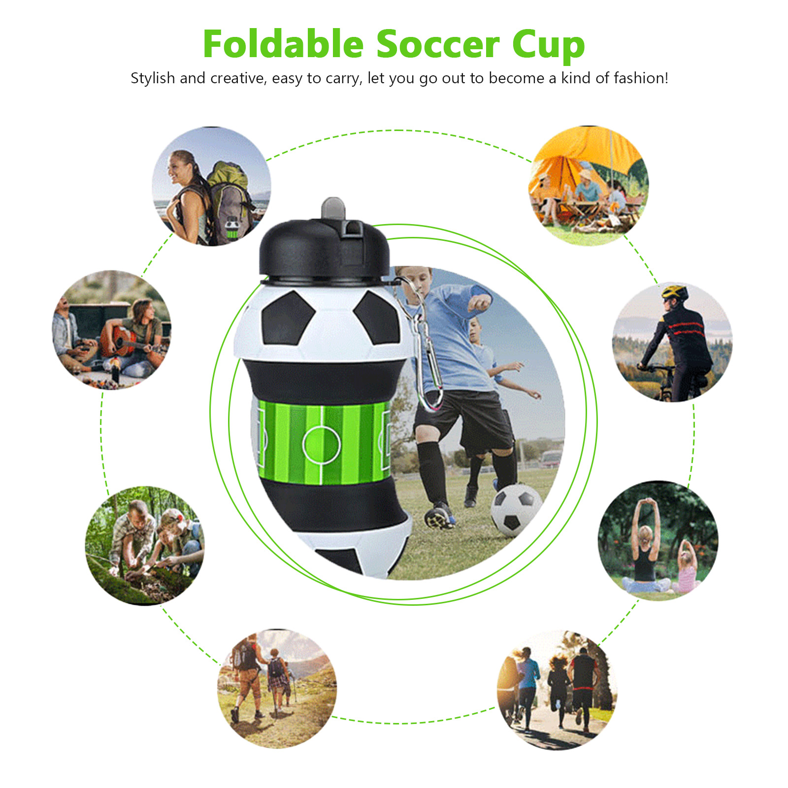 550ml 折りたたみ式サッカーウォーターボトル 食品グレー - Outdoor Kid Friendly のレビューと価格
