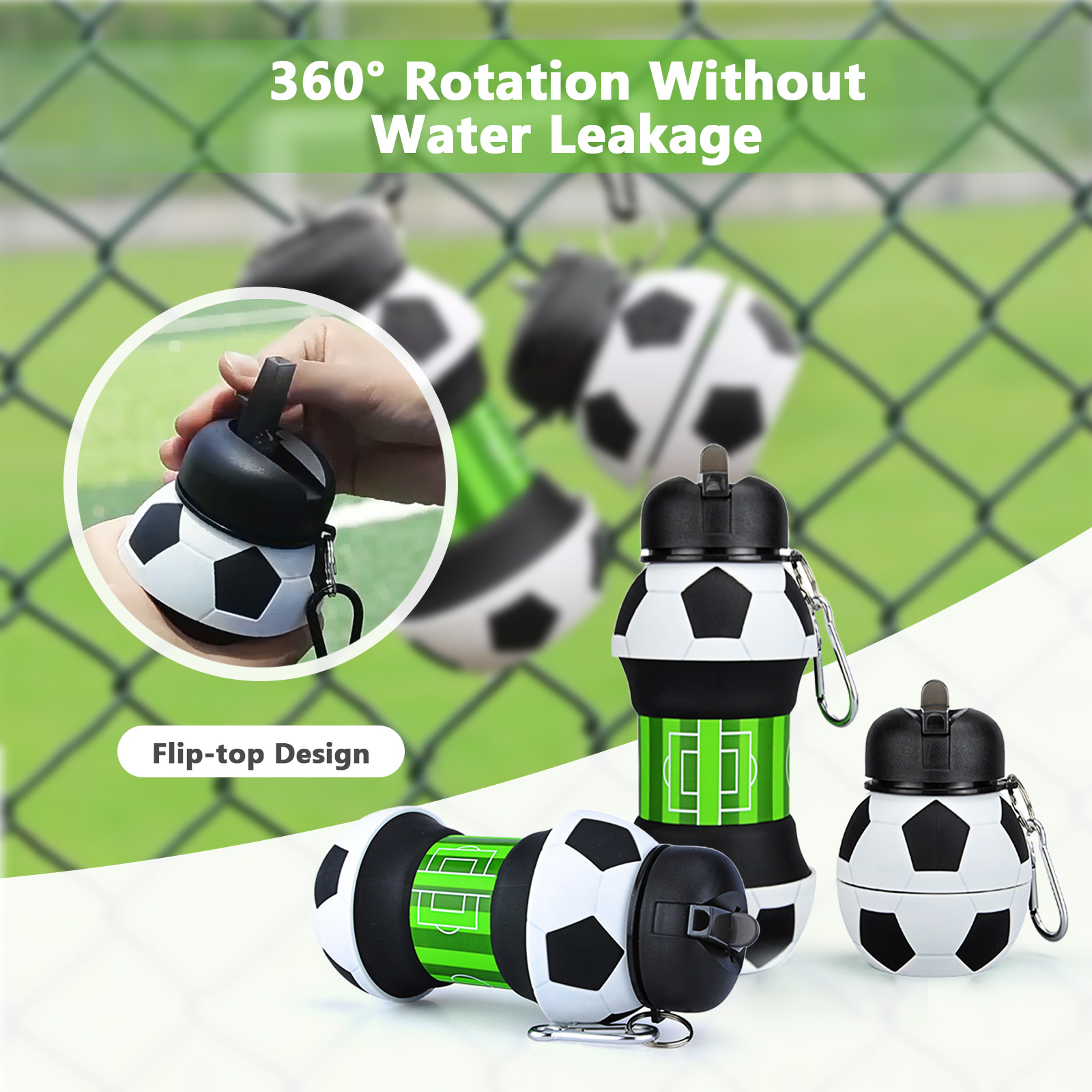 550ml 折りたたみ式サッカーウォーターボトル 食品グレー - Outdoor Kid Friendly のレビューと価格